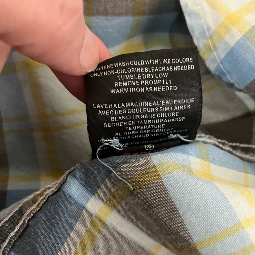 Volcom Men's Long Sleeve Button Down Plaid Shirt - Blue, Yellow, Brown and White - Picture 6 of 10